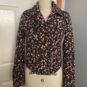 Anthropologie Floral Moto Jacket